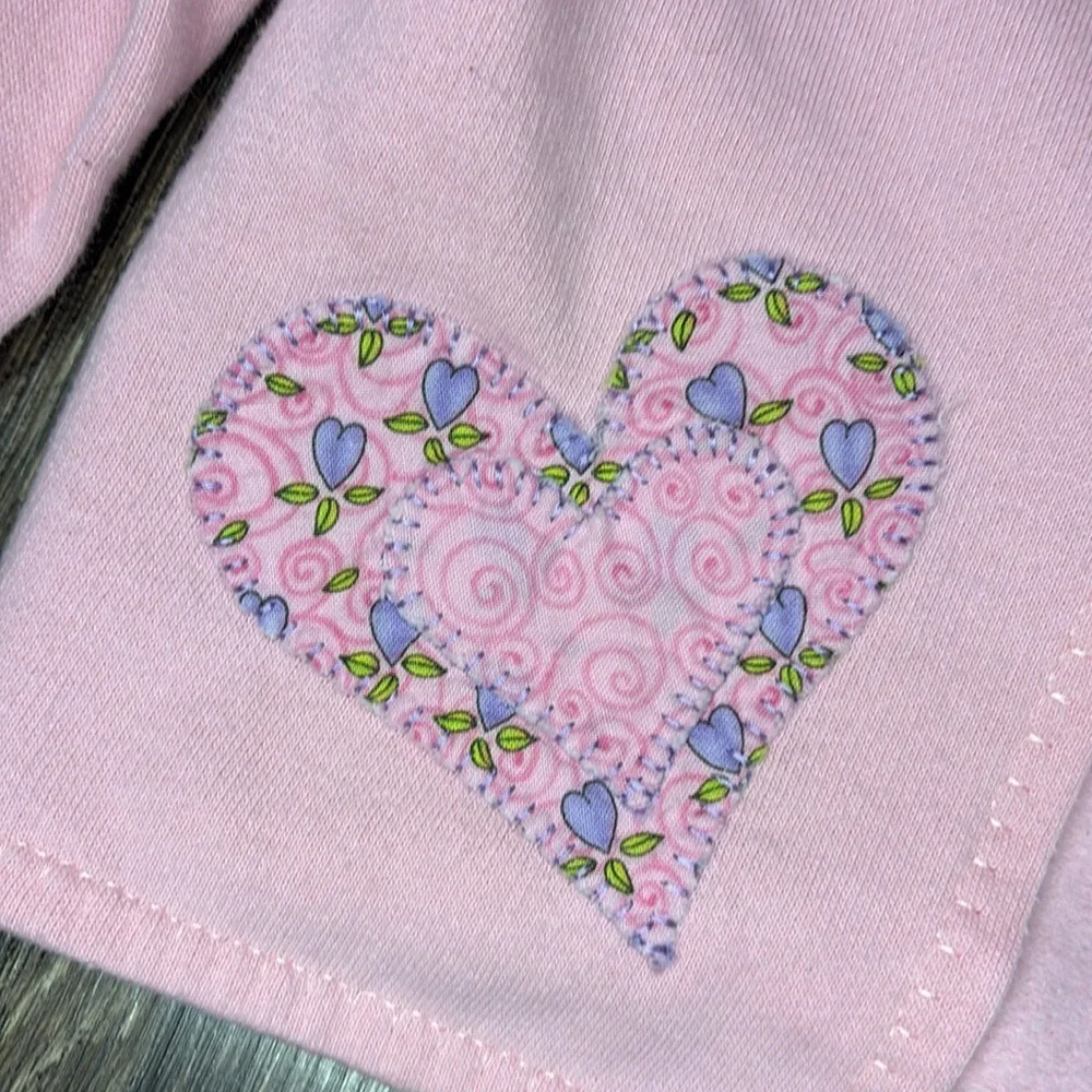 Vintage girls Pink Cardigan with Heart Patches size 4 - Picture 5 of 7